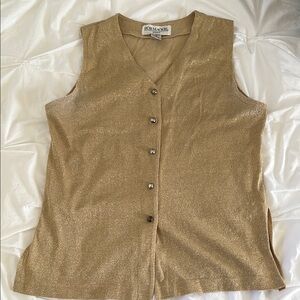 Bob Mackie Shimmering Gold Sleeveless Button Down